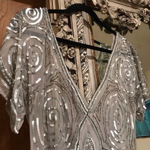Vintage sequin tulle silver dress ‘20’s costume